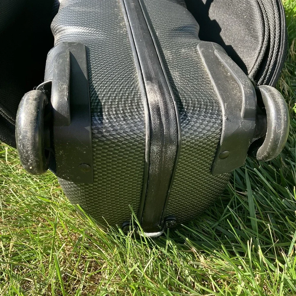 Bag Boy Hard Sided Wheeled Rolling Carbon Fiber Travel Golf Bag Raincover Strap